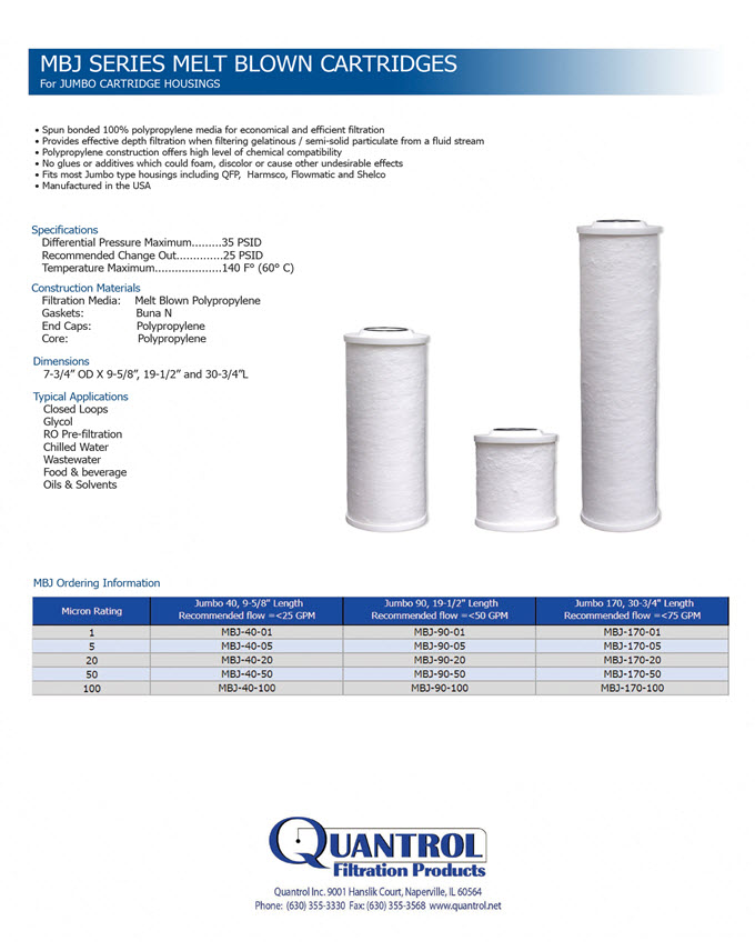 Jumbo Cartridge Housings and Filters Quantrol